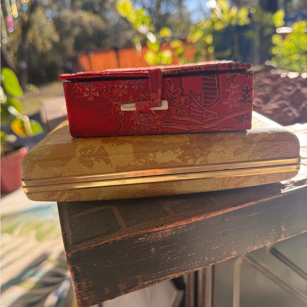 Vintage Chinese stone set & 1960 jewel box